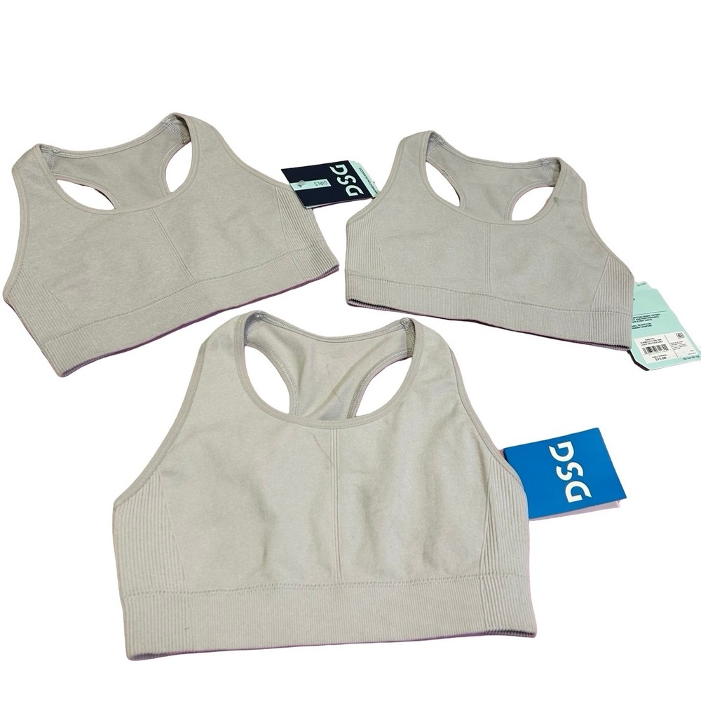 DSG Seamless Core Racerback Sports Bra Light Heather Grey Sz XS NWT